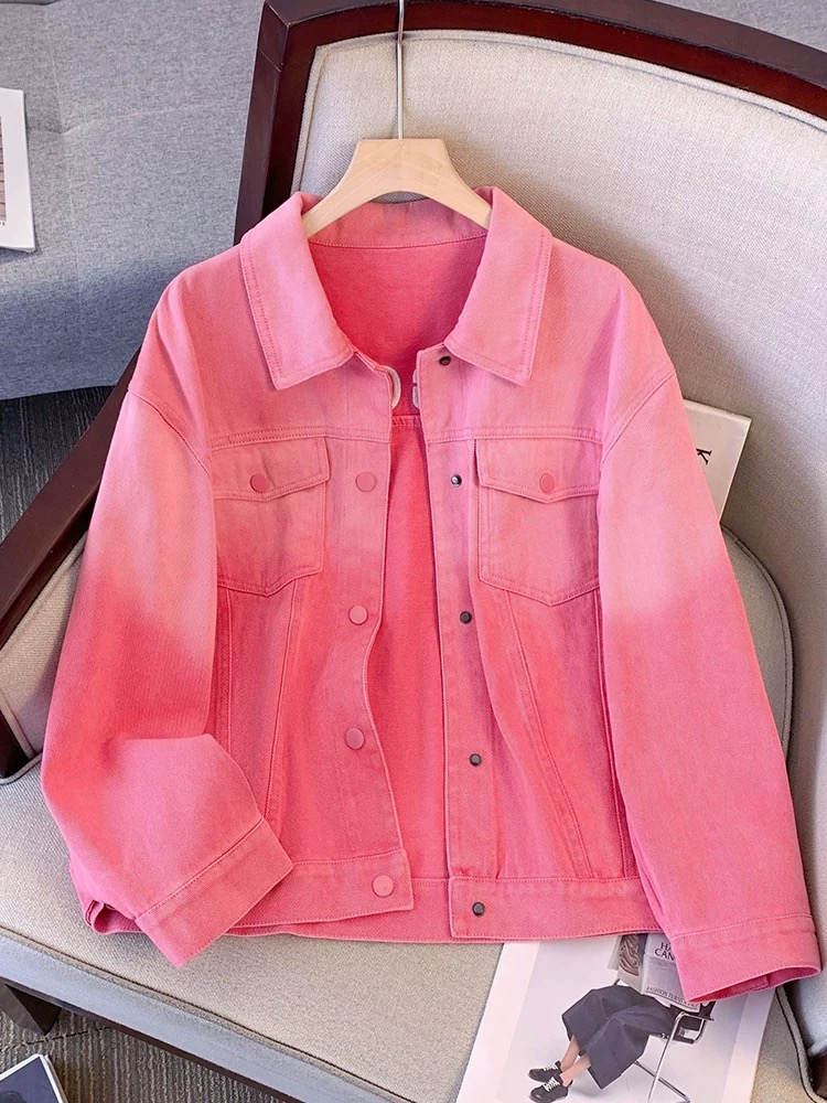 001~100牛仔衣短款时尚百搭休闲翻领水洗长袖简约修身春秋显瘦