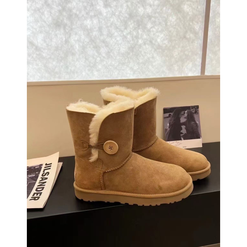 【经典中筒一粒扣-全新未拆】羊皮毛一体雪地靴一粒扣-SP