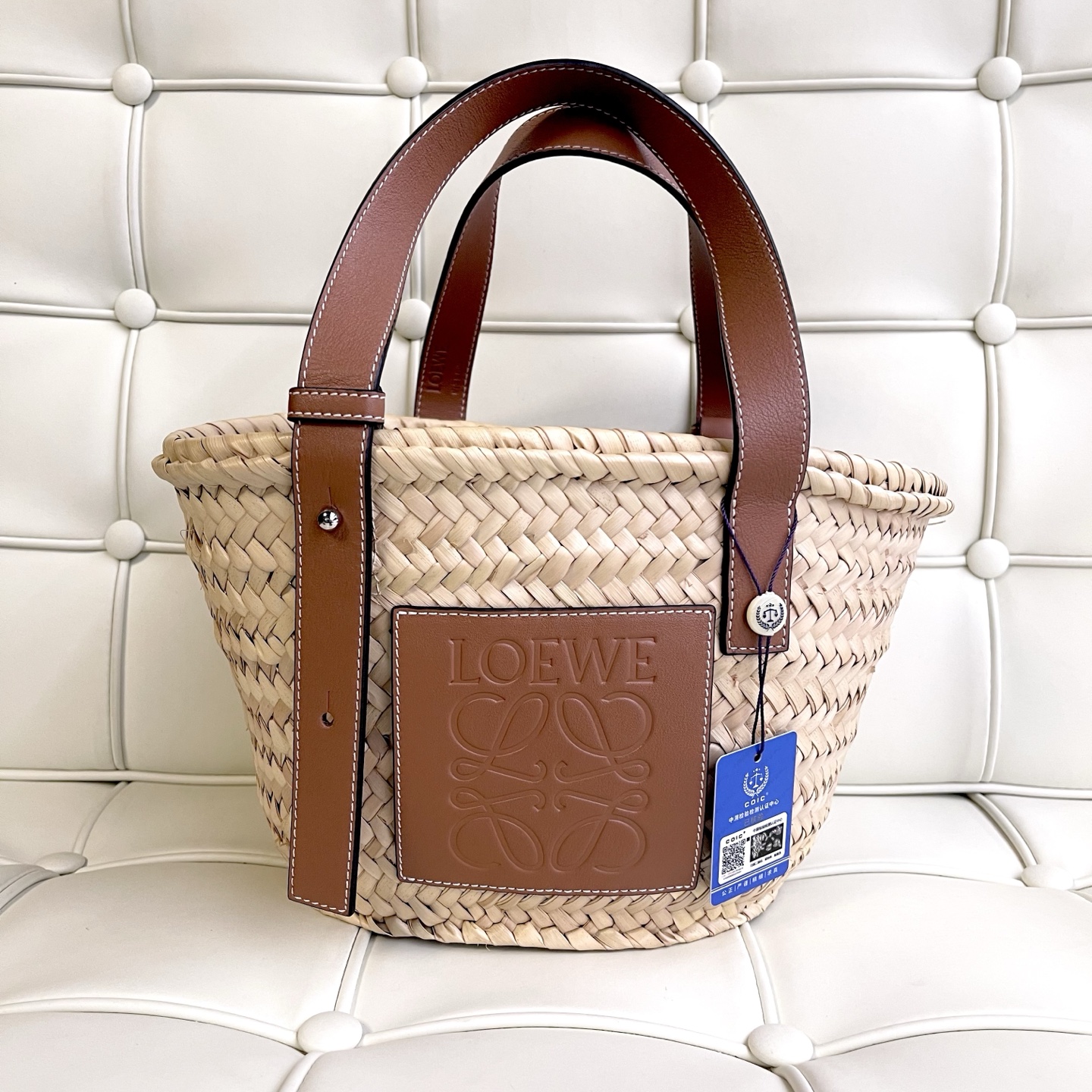 99新 LOEWE/罗意威 119335 罗意威编制草包手提包