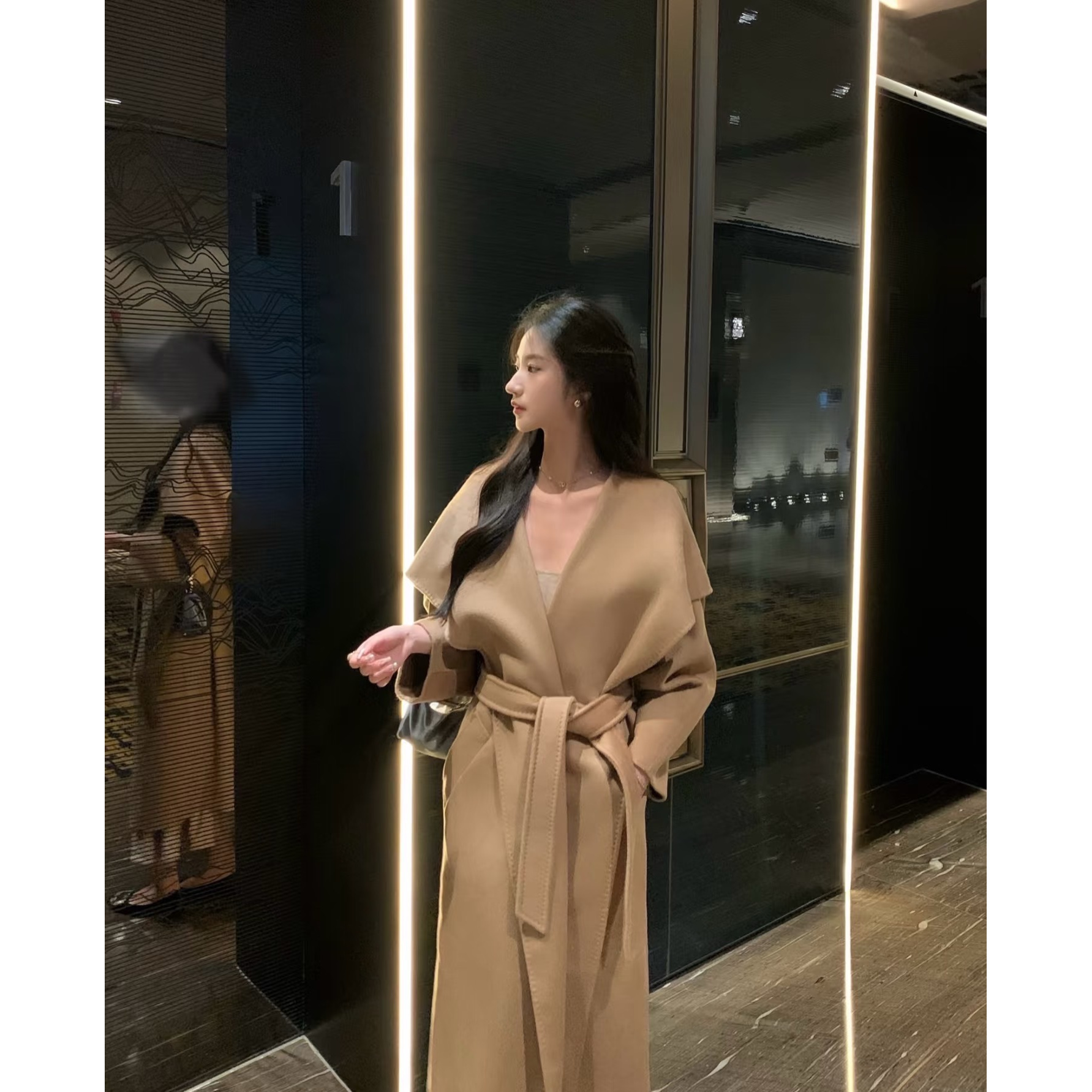 【D1441-D1450】时尚秋冬款双面尼大衣韩版浴袍风网红纯绵羊毛外套