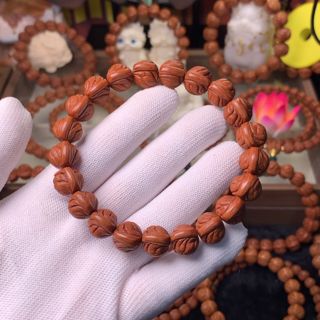 吊坠桃核玉龙脊手串12