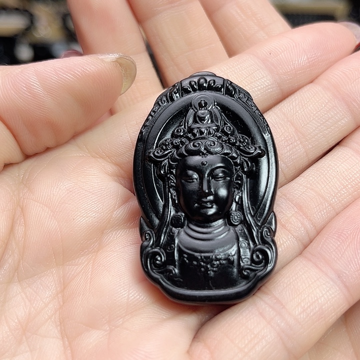 和田玉手链未镶嵌观音牌