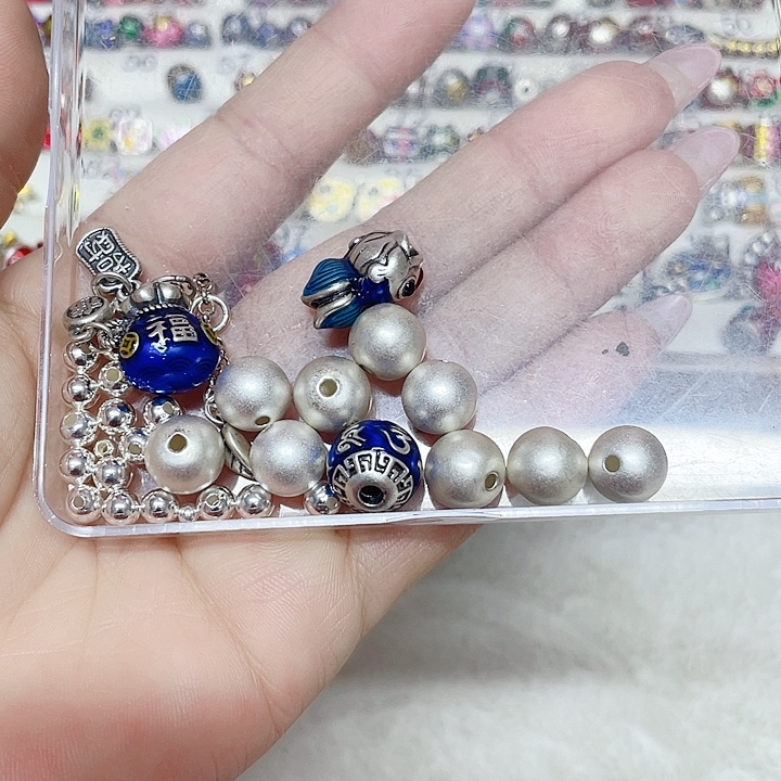 终***心足银珐琅珐琅彩足银配件加散珠