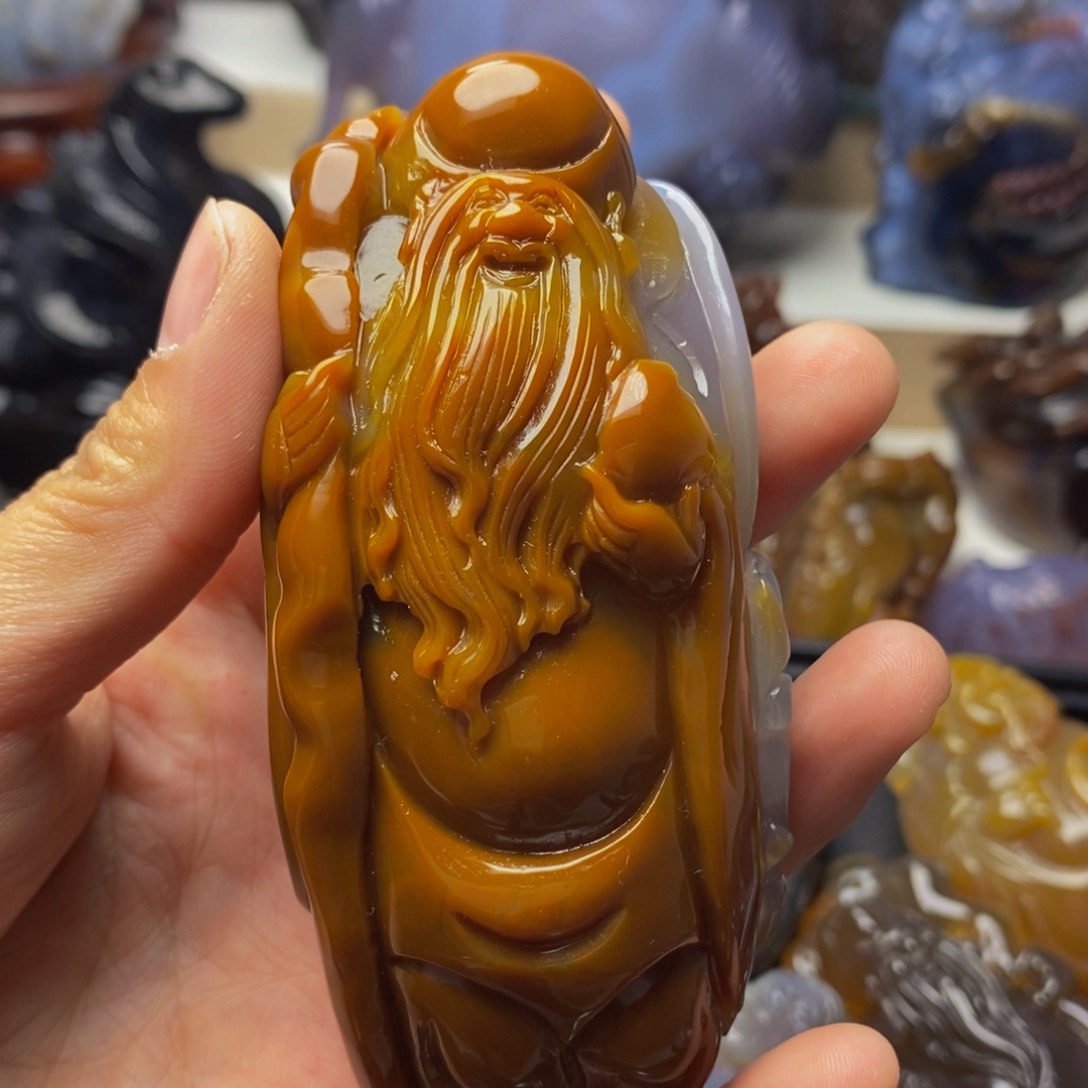 玛瑙/玉髓手把件未镶嵌做****^