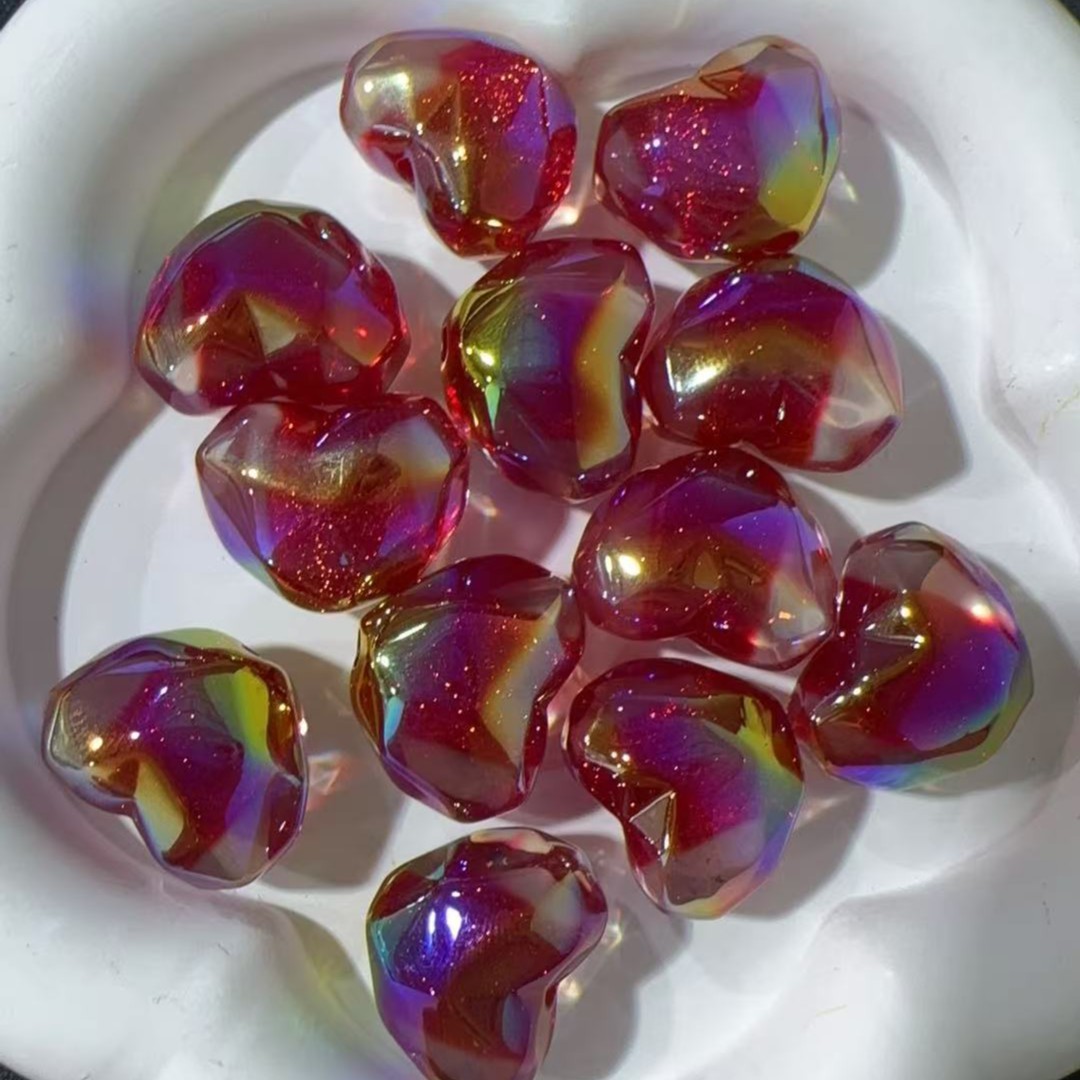 【海家】EG0269 落日糖心2.5直孔切面桃心20MM DIY