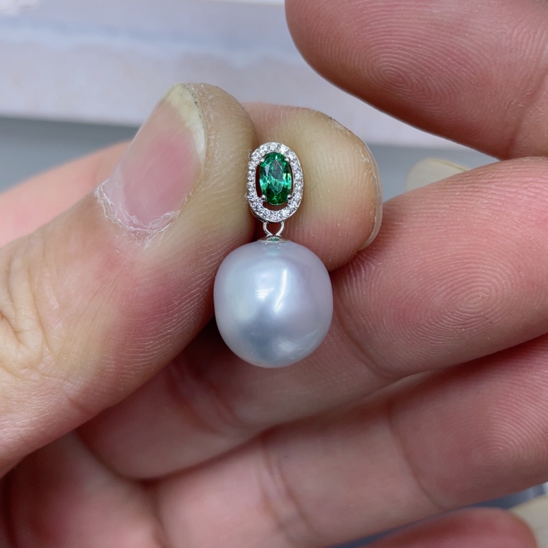 海水珍珠吊坠(不含链)18K金镶嵌