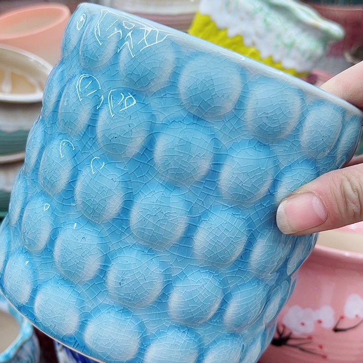 多肉绿植陶瓷花盆9.9包邮，有孔