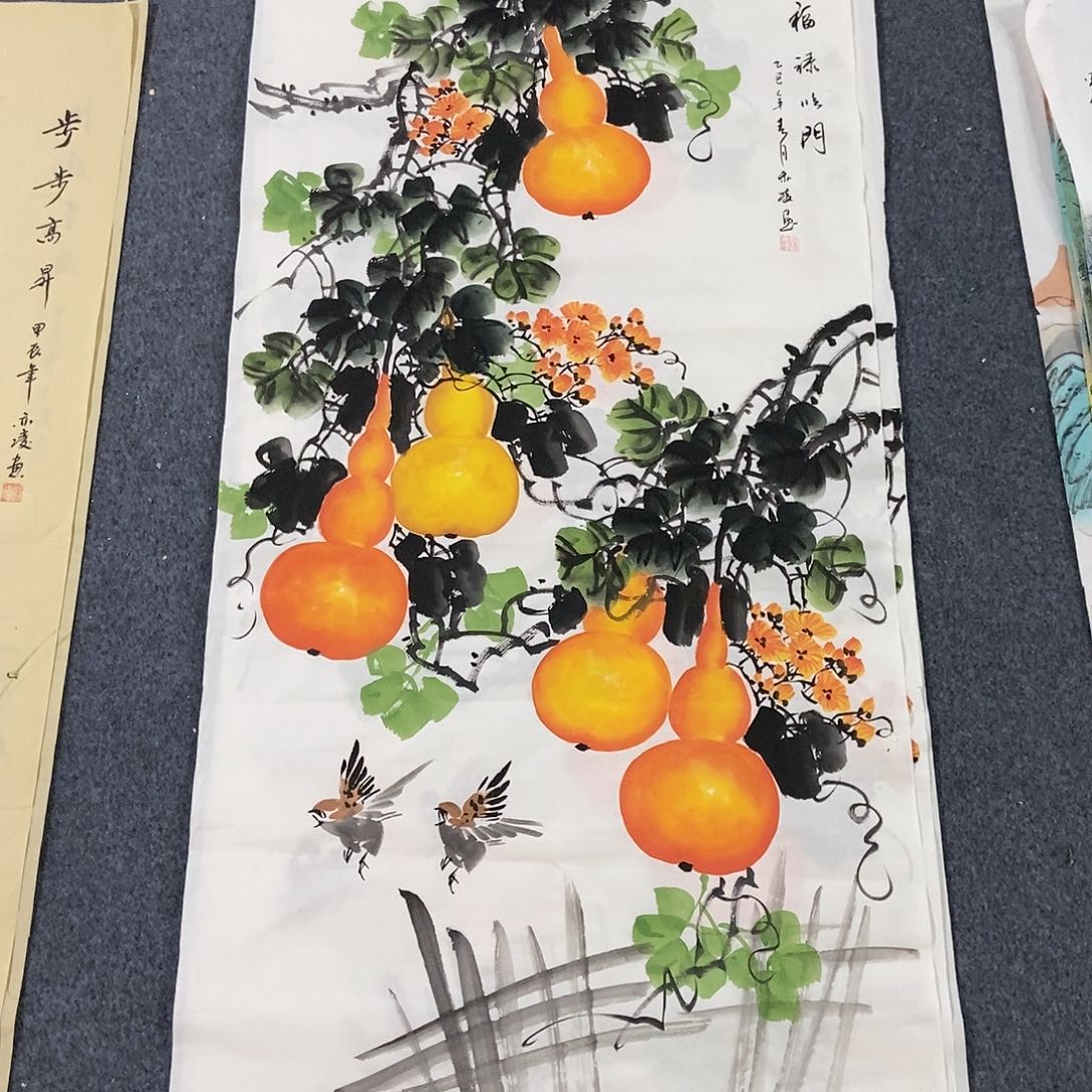 国画四尺葫芦一副