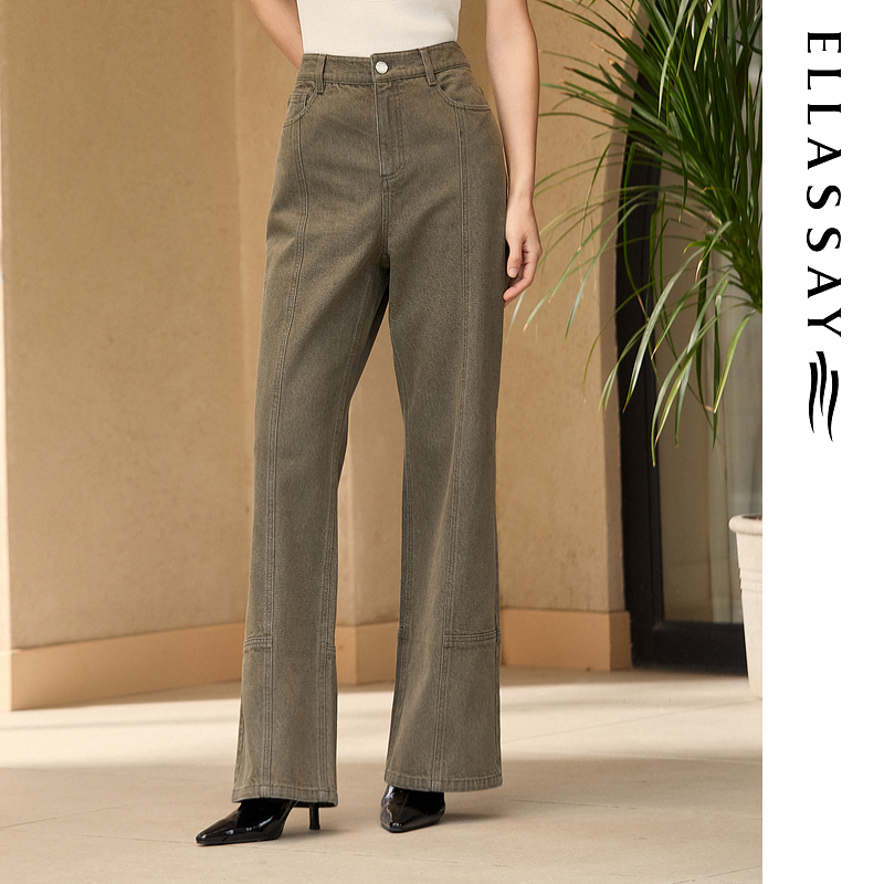 ELLASSAY歌力思2025秋季新款3D立体缝线牛仔裤女EWB363N00500