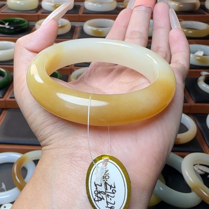 和田玉未镶嵌手镯黄金蜜糖56.5