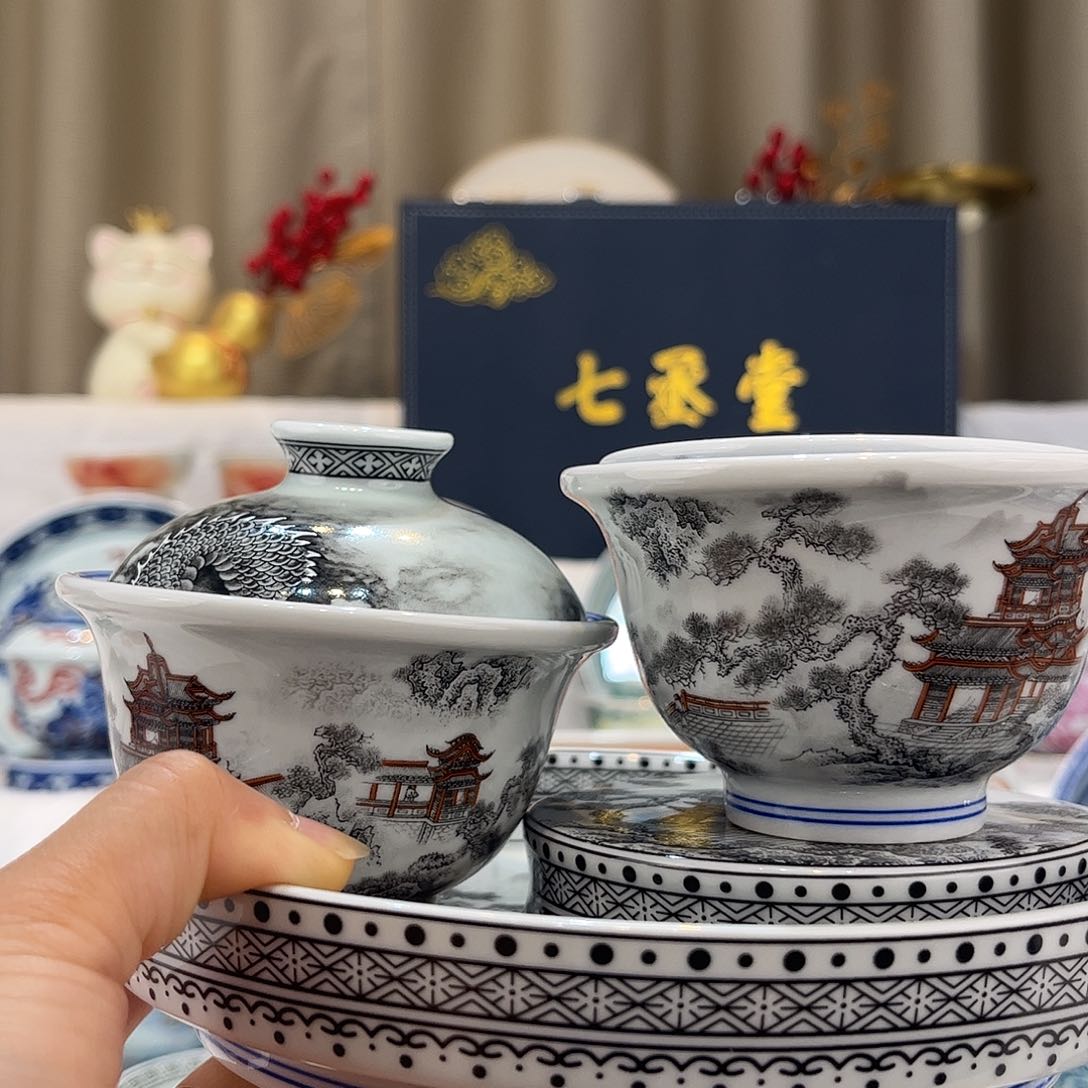 景德镇古器堂滕王阁5件套