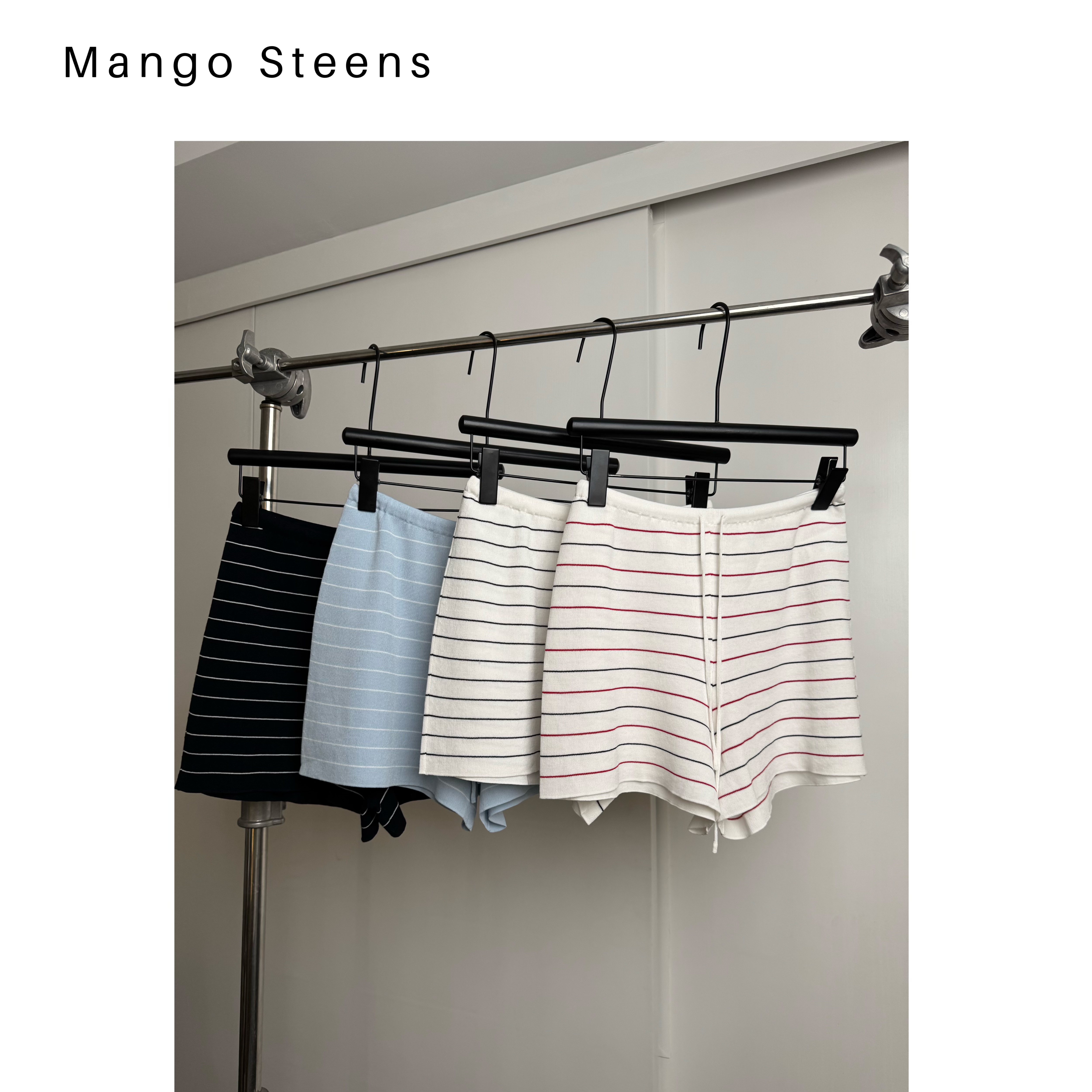 MANGO steen‘s丨肯豆同款夏日醋酸休闲条纹短裤J6420