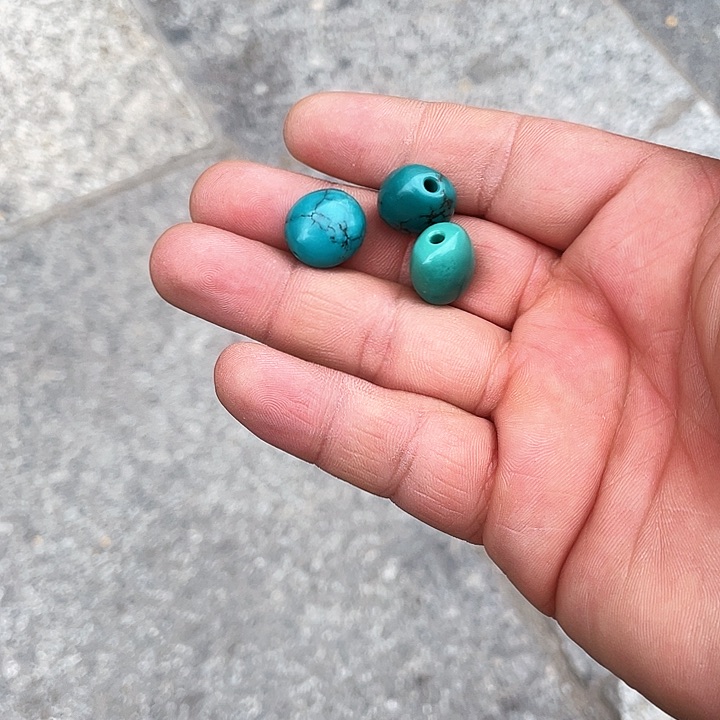 摆件老原矿绿松石套件3个