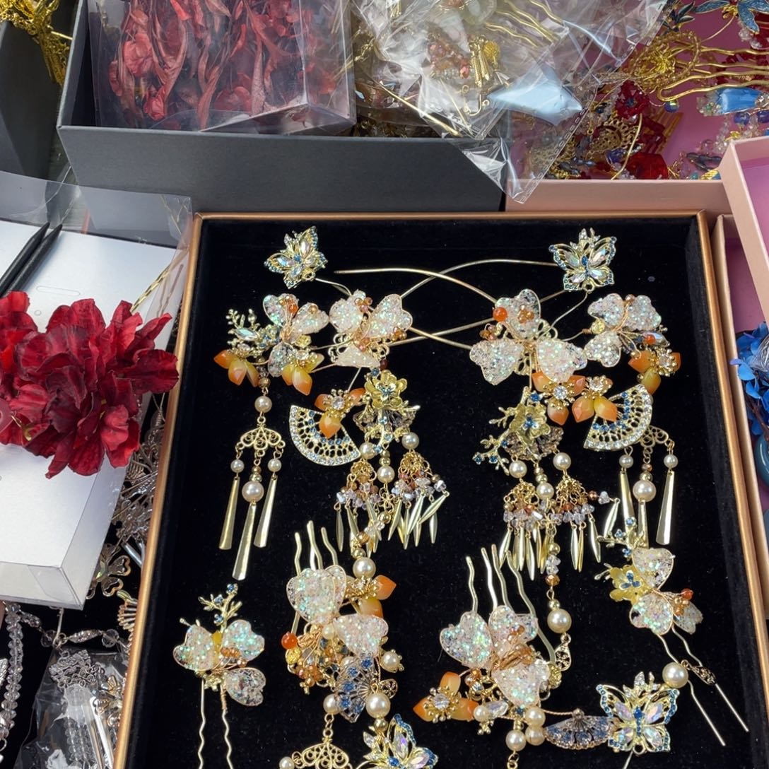 混合材质新娘头饰套装默认微瑕不退换