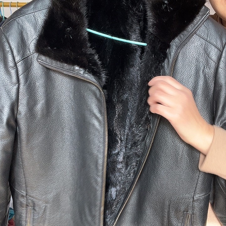 男士黑水貂皮衣外套