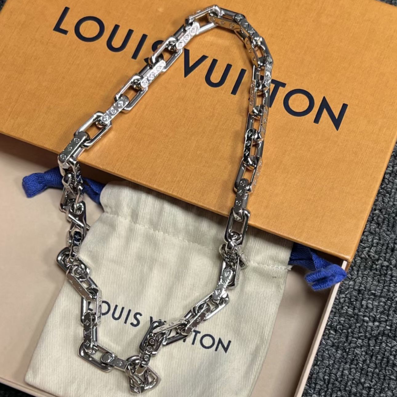 99新 LouisVuitton/路易威登 MONOGRAM 古巴链式项链，S9033