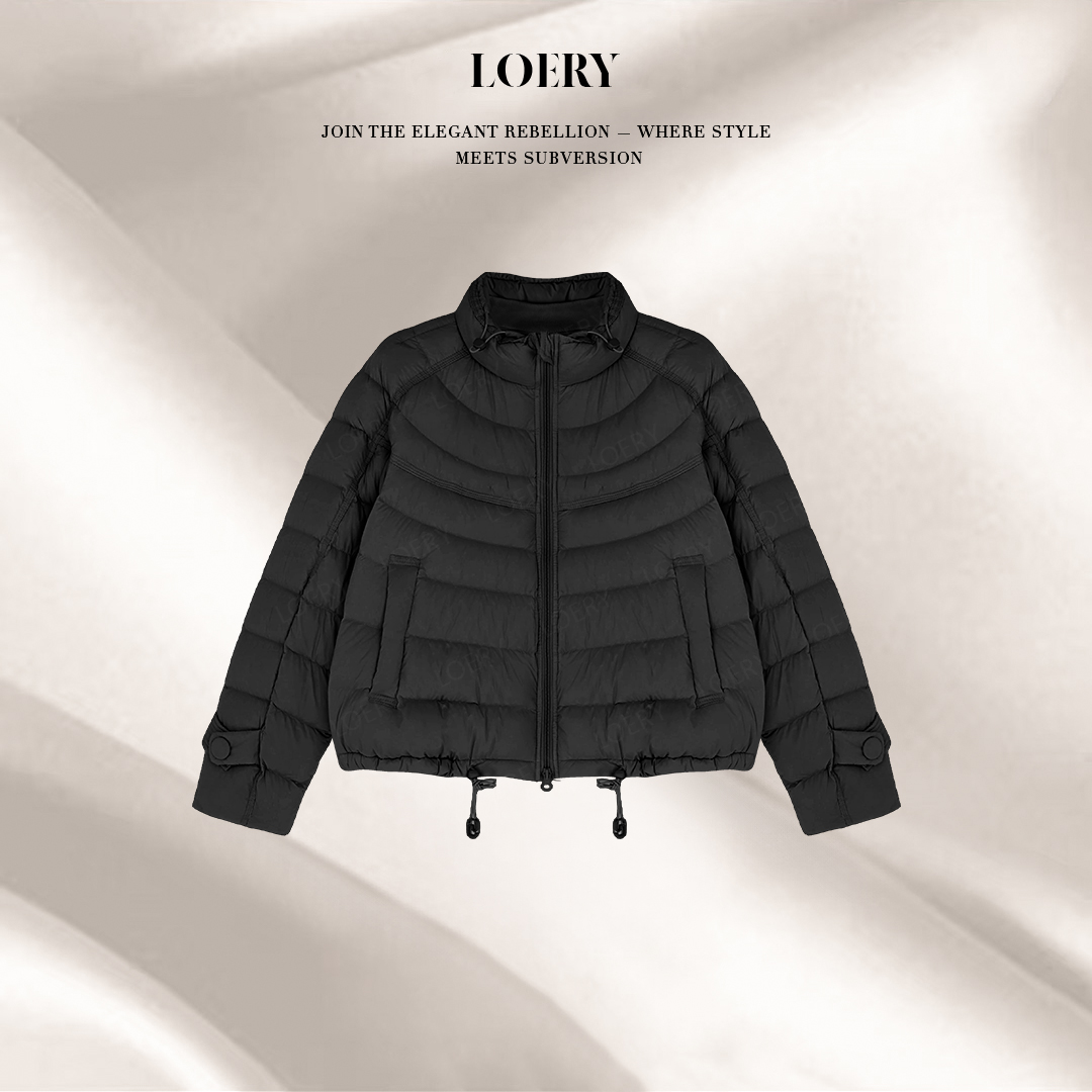 LOERY【排骨羽绒编号139】横向衔缝轻盈保暖短款立领羽绒服-7145