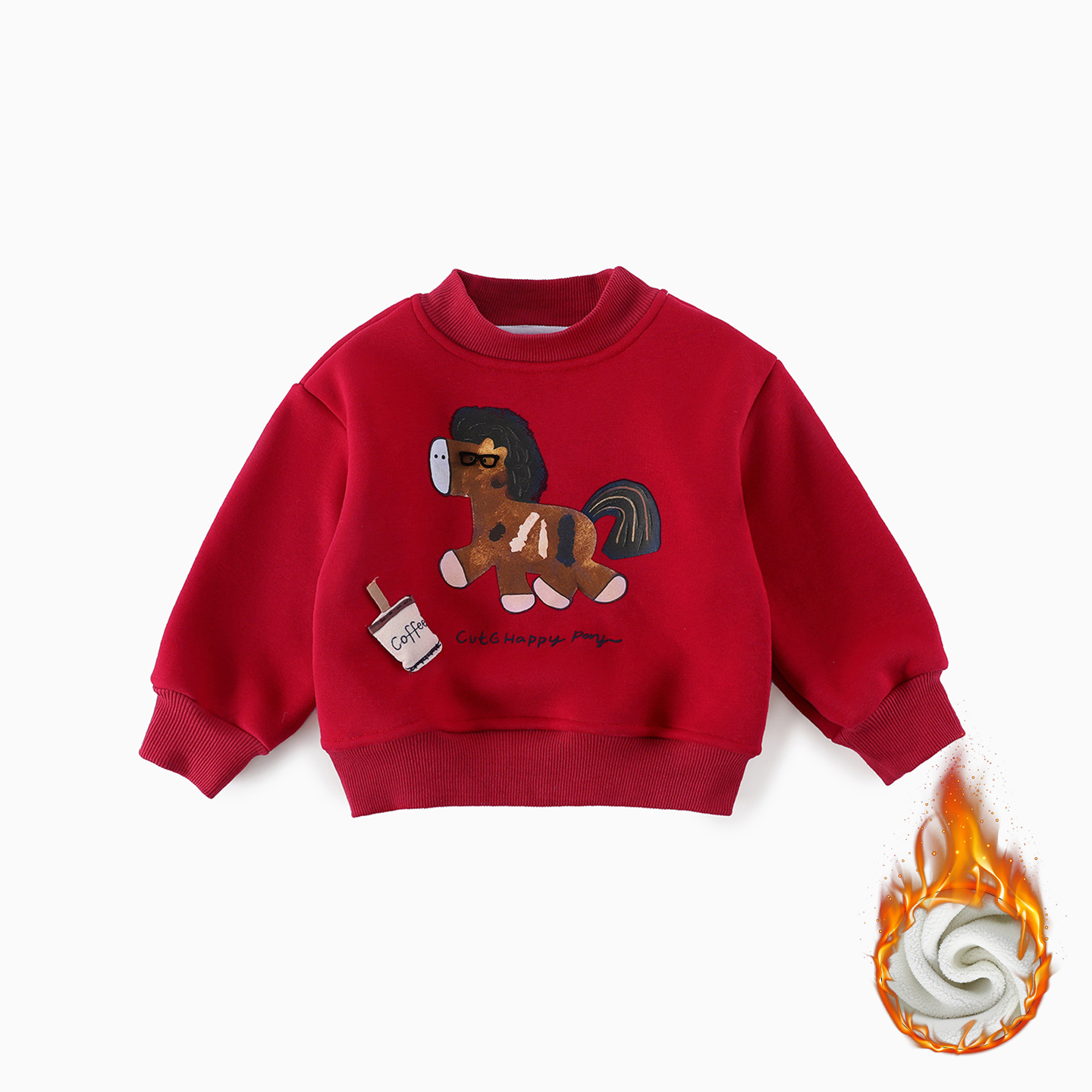 现货【薄绒】儿童加绒卫衣冬季新款男童韩版卡通印花保暖长袖AS009