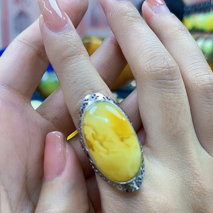 蜜蜡银S925镶嵌裸石