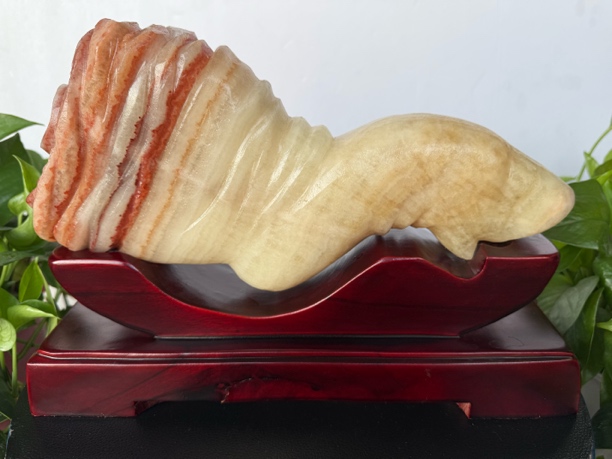 天然肉石猪脚客厅桌面摆设招财猪蹄含底座尺寸长31.5宽9.8高21
