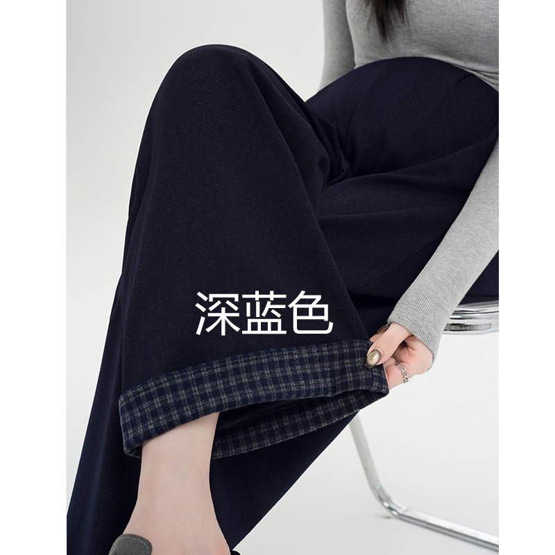 M-4XL 孕妇装裤子秋冬季复古宽松直筒休闲阔腿裤潮流设计感托腹裤