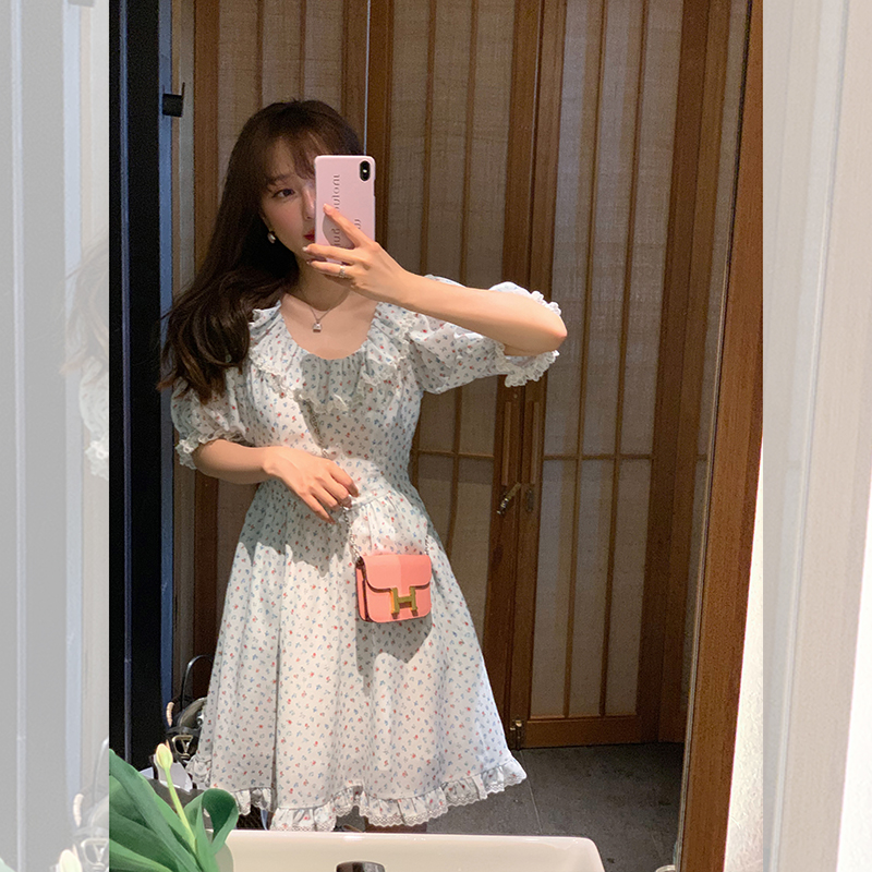 【小蓝铃系列】2个版 清新少女感！ 荷叶边碎花连衣裙ML222020