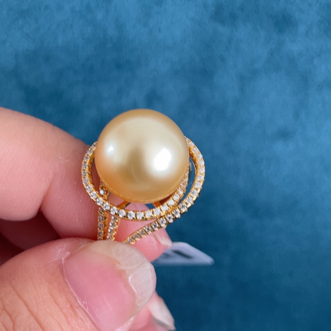 戒指银S925镶嵌海水珍珠12-13mm