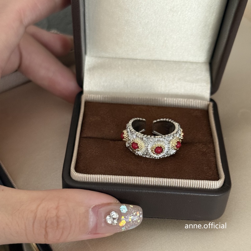 铜合金戒指 银色复古小雏菊戒指【 J256】