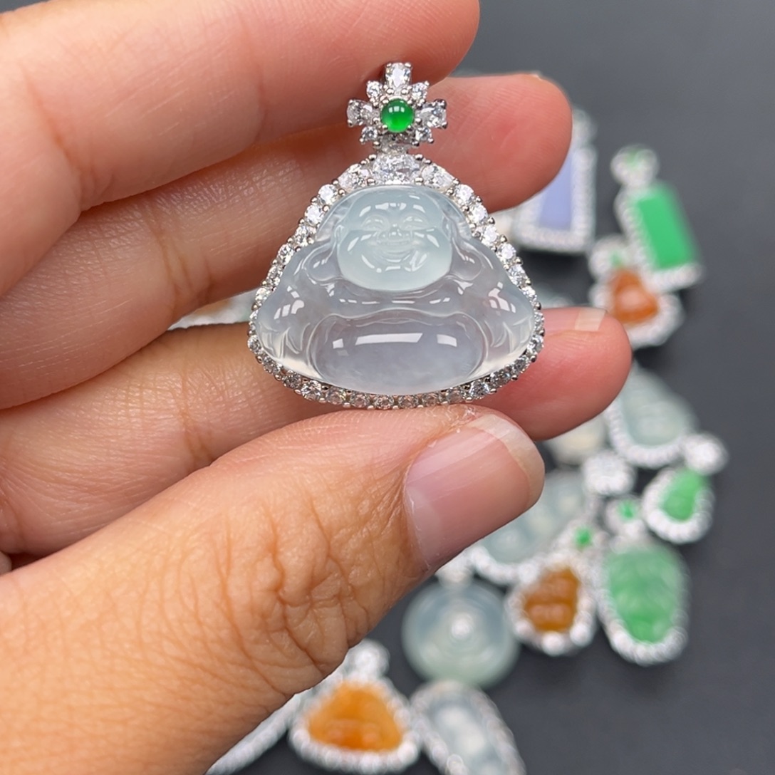 翡翠银S925镶嵌吊坠(不含链)