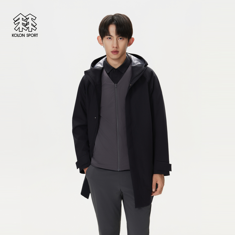 KOLON SPORT可隆鹅绒衣防泼水男士商务通勤3L可拆卸羽绒三合一
