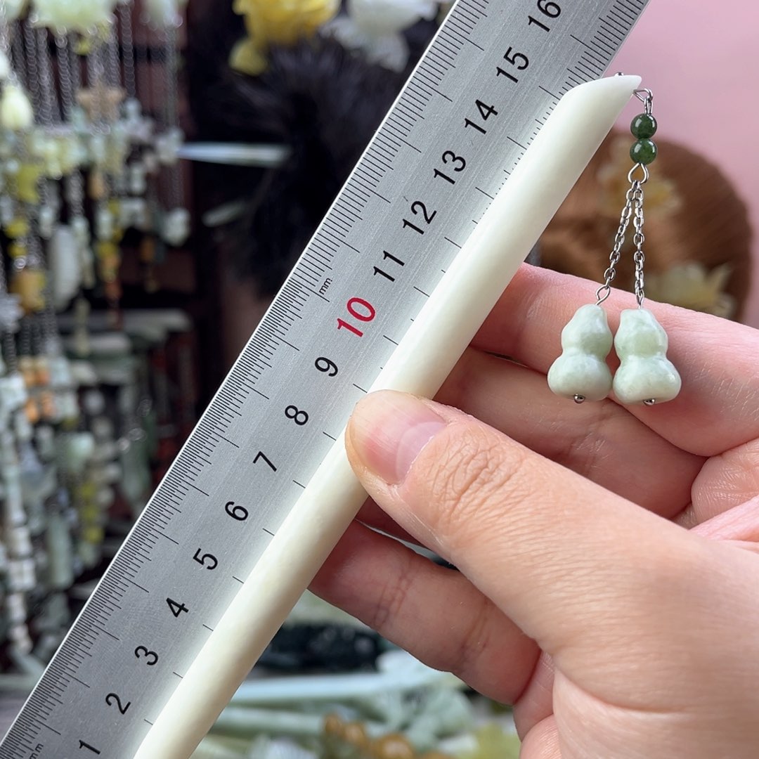 蛇纹石玉发饰未镶嵌默认微瑕岫玉发簪