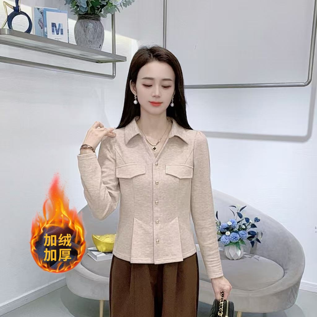 A8996百搭翻领新款小众气质修身显瘦T恤上衣