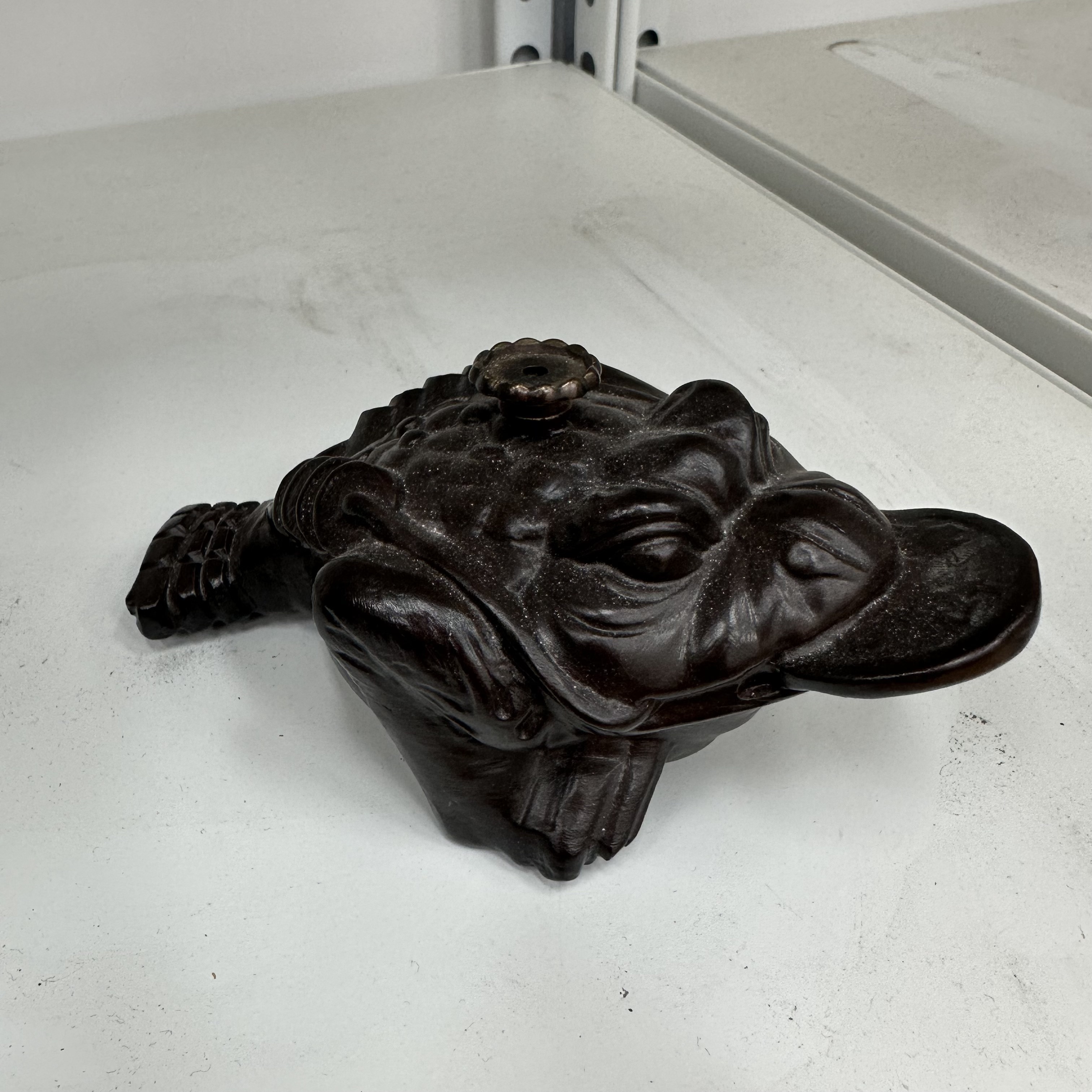 十三【黑檀木雕金蟾】长13宽7高6cm（孤品摆件 介意微瑕勿拍）