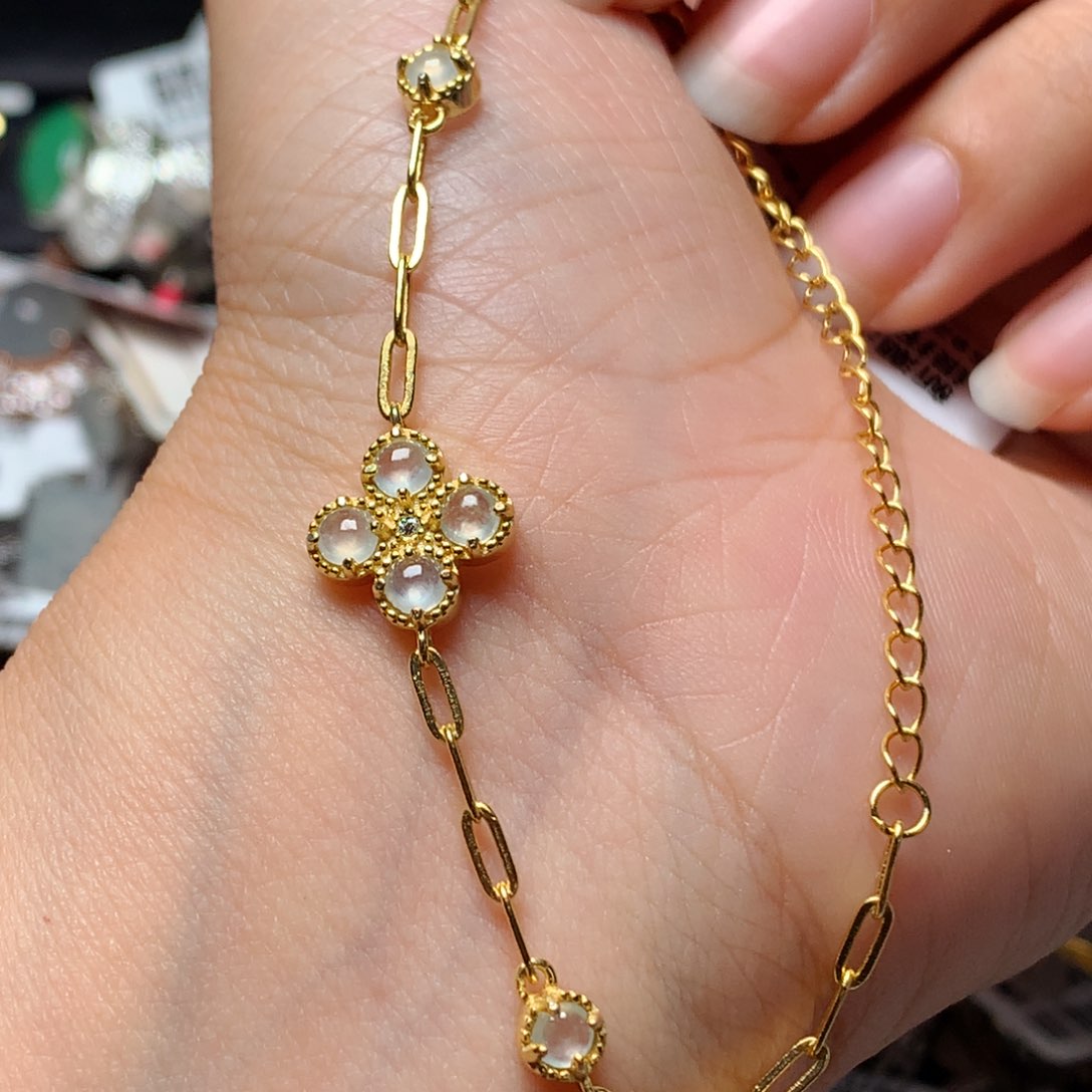 翡翠戒指银S925镶嵌天然翡翠手链