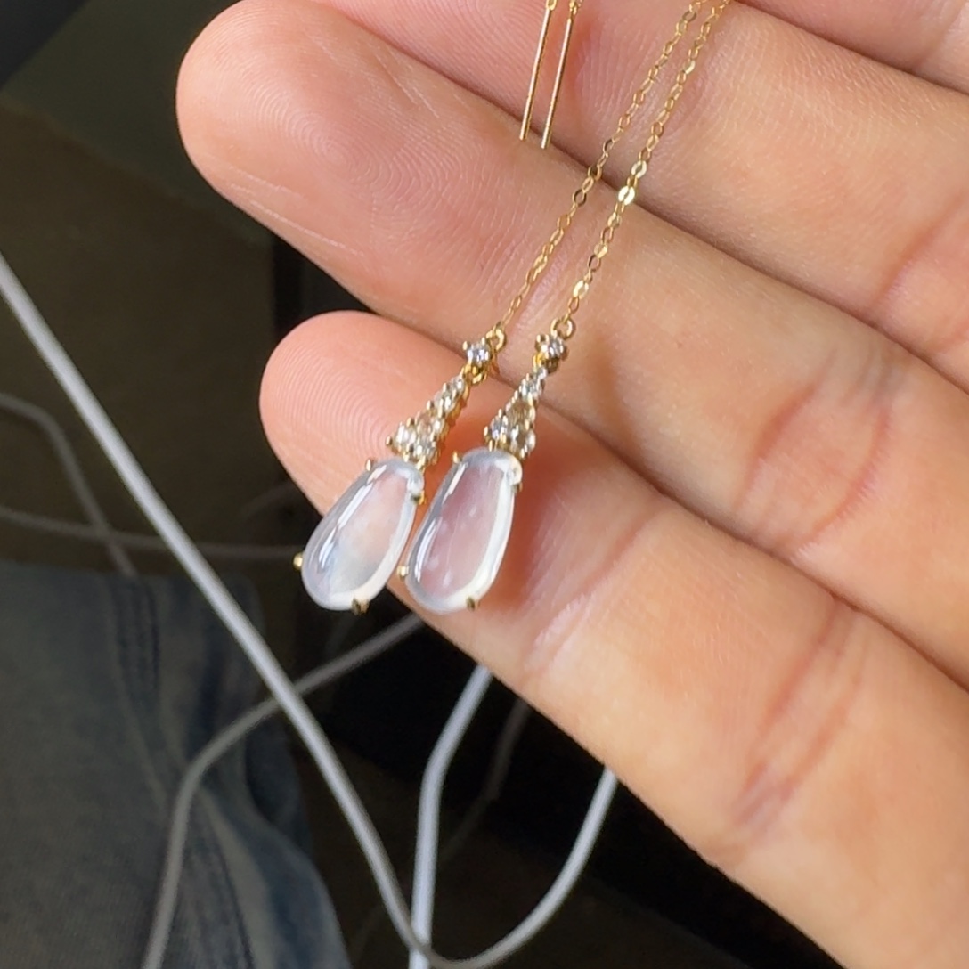 翡翠18K金镶嵌耳坠