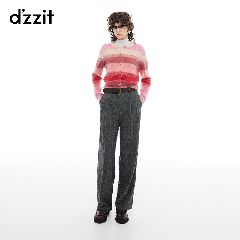 603【陈大可专属】dzzit地素休闲裤老钱风羊毛混纺人字纹西装
