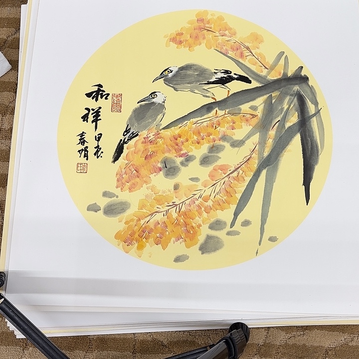 国画花鸟的翅膀和羽毛上50.50