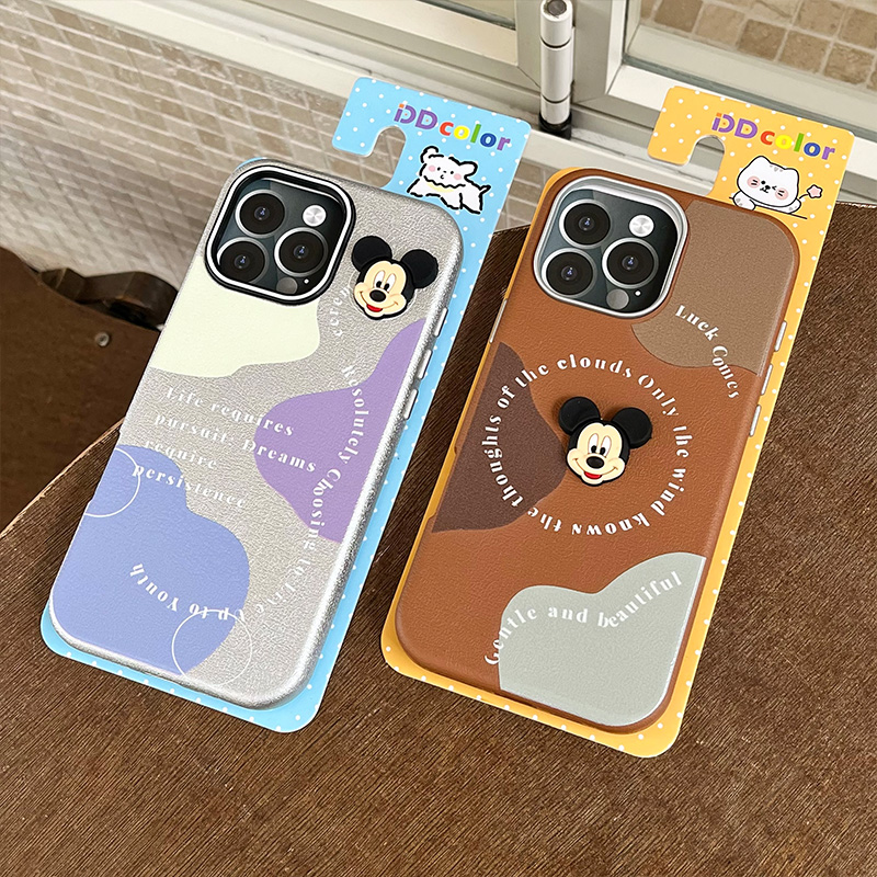 皮纹米奇头新款适用苹果16promax手机壳iPhone15/14/13/17保护套