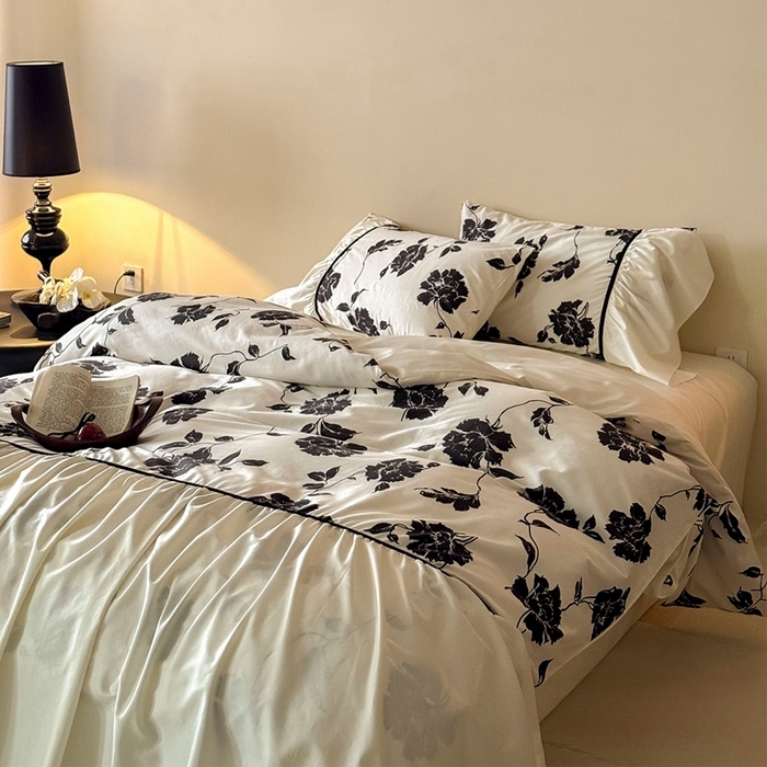 2025新款100s长绒棉贡缎数码印花四件套床品床单轻奢被套床上用品