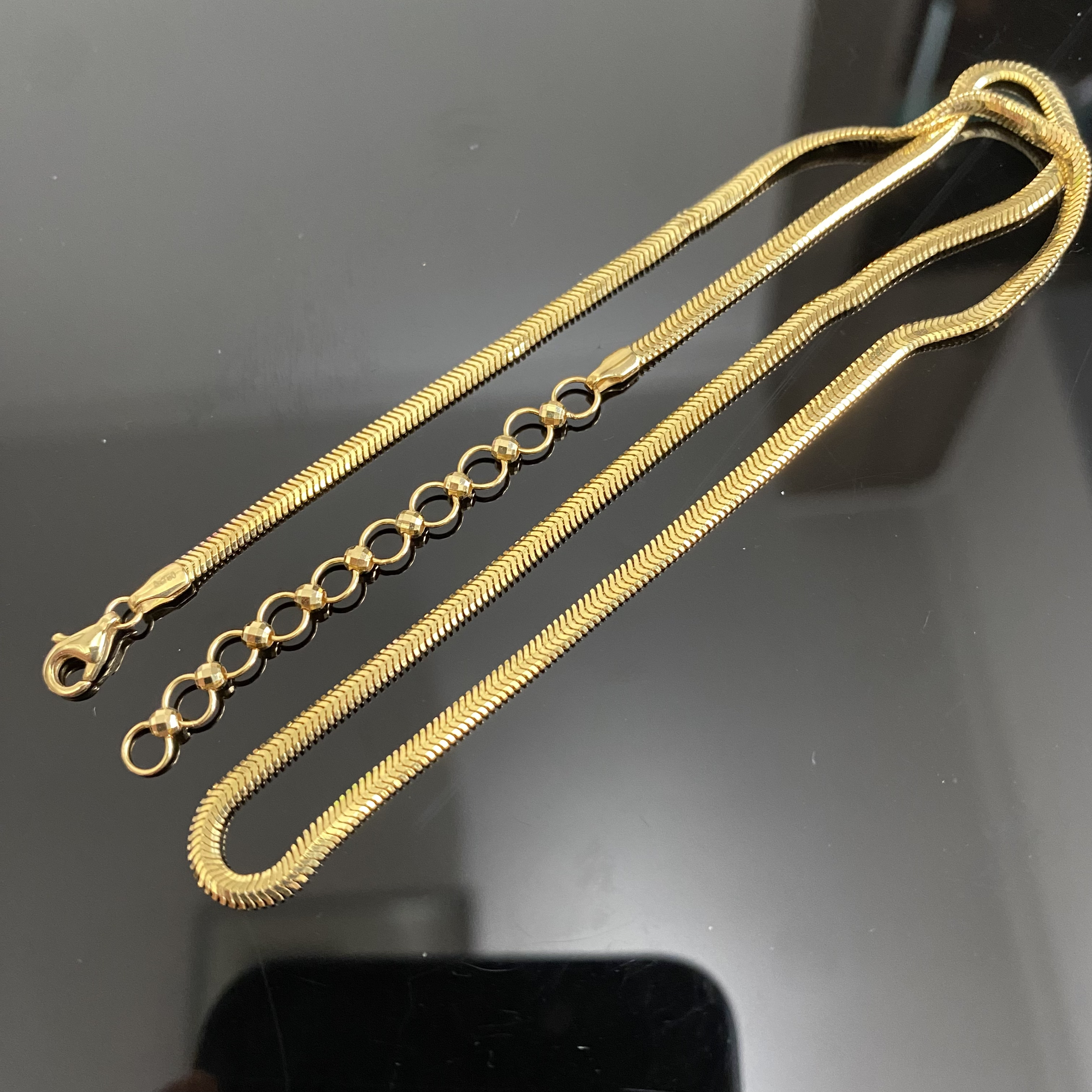 龙虾扣粗18K金蛇骨链 淡金色锁骨链