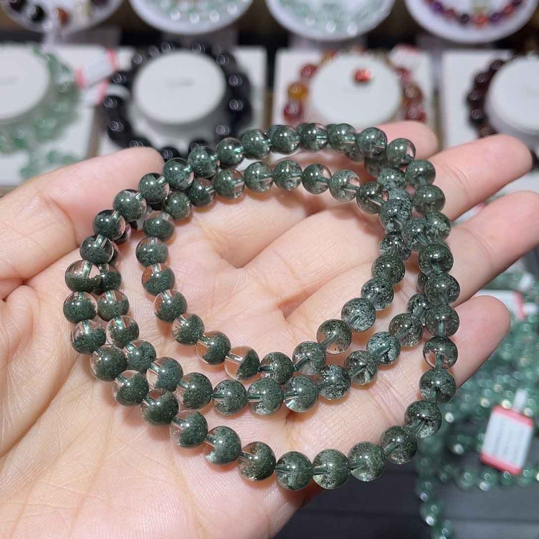 未镶嵌手链水晶绿幽灵聚宝盆多圈