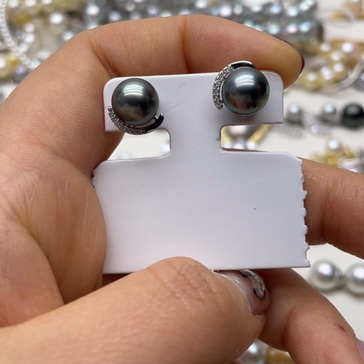 海水珍珠耳饰银S925镶嵌