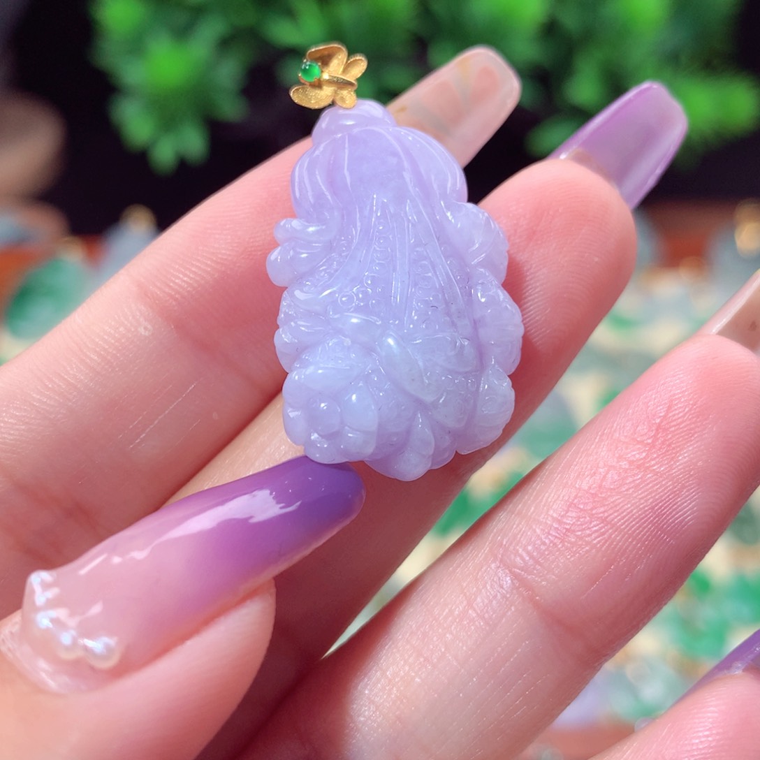 翡翠吊坠(不含链)18K金镶嵌