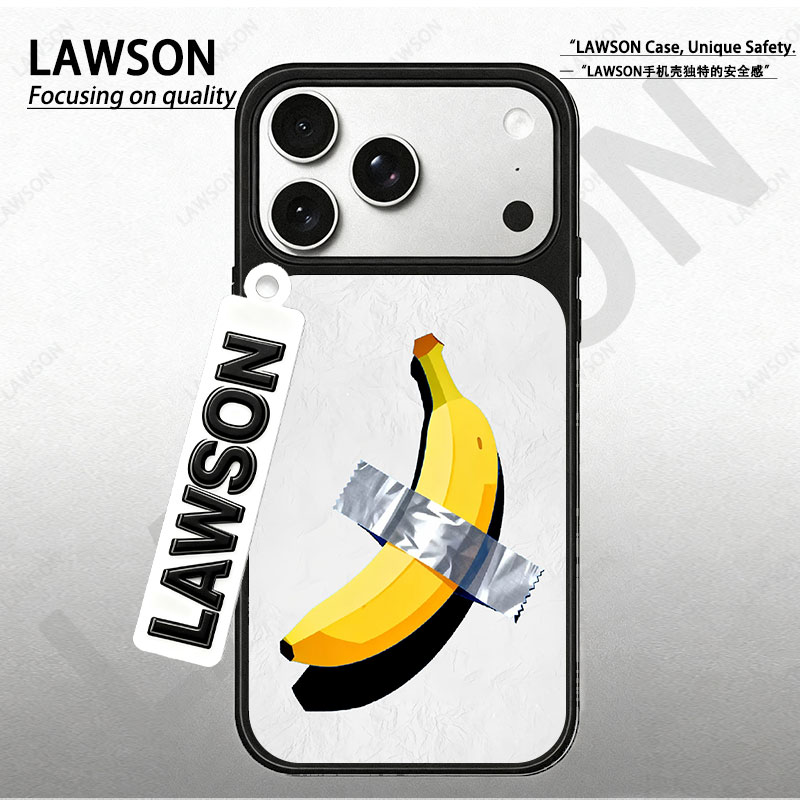 贴纸香蕉磨砂磁吸黑边苹果17promax/16/15华为小米防摔防汗手机壳