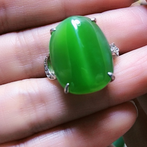 和田玉戒指银S925镶嵌