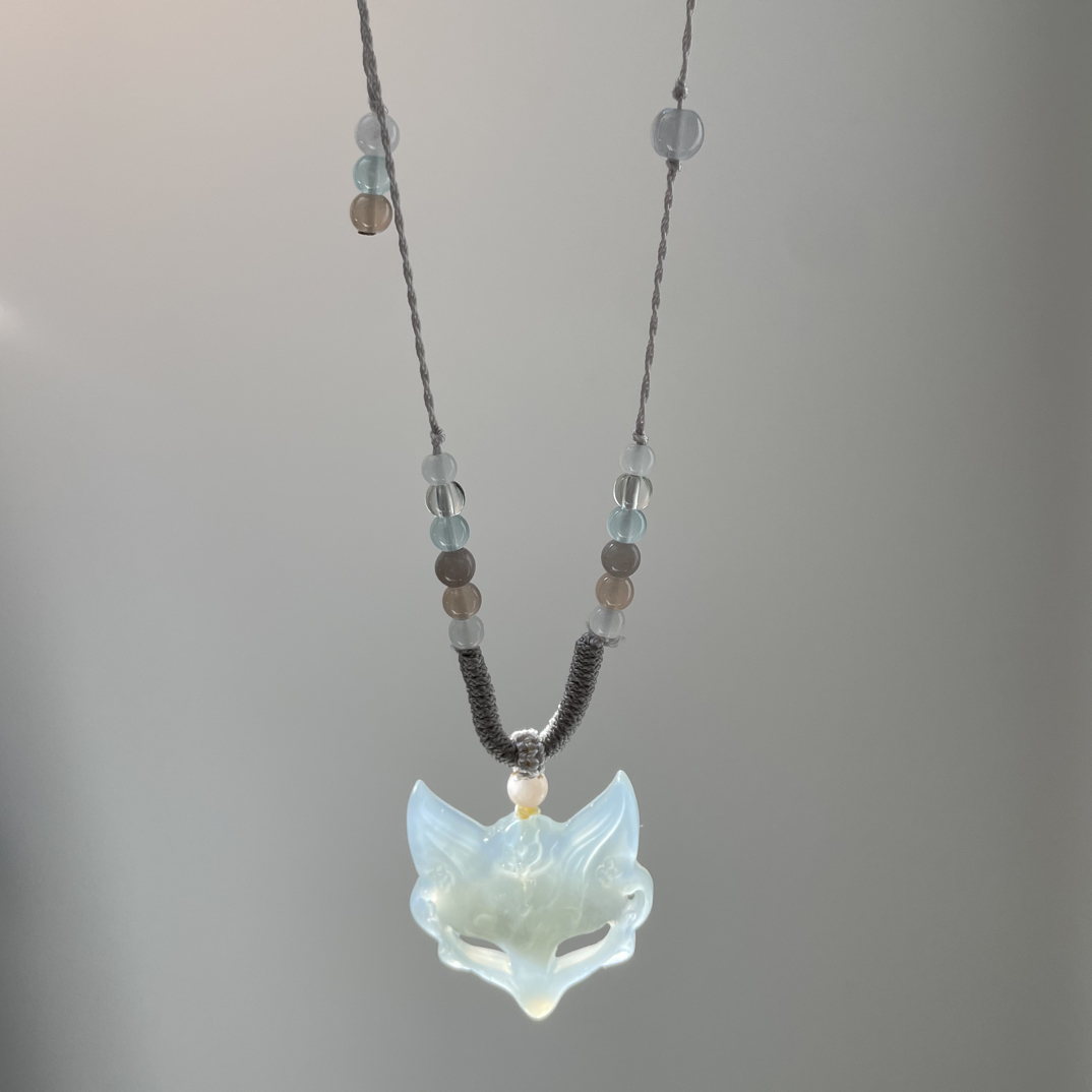 【爆款狐狸面具】纯天然岫玉原创设计手工编织私信客服选款