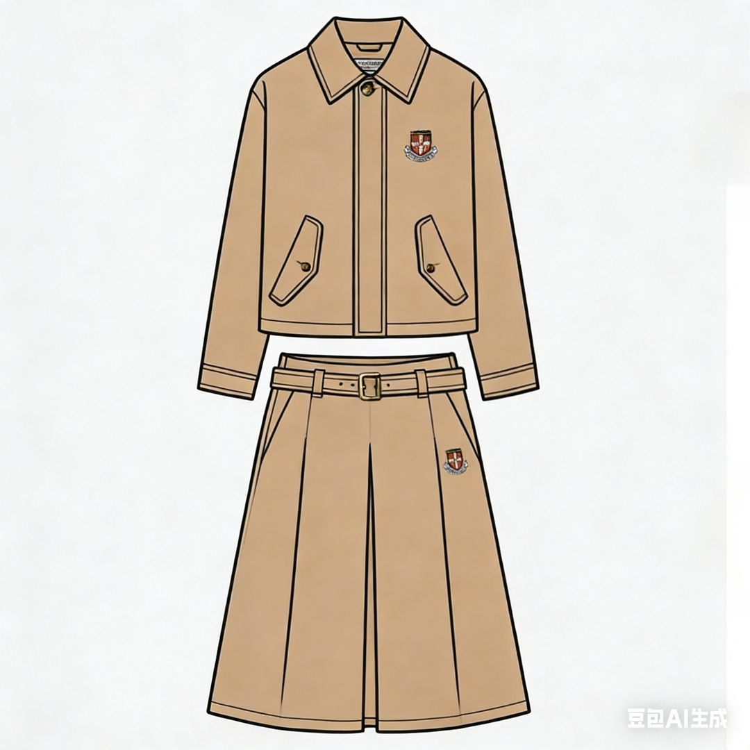 【梦想成真】MonTendre 剑桥联名翻领休闲夹克外套+百褶半裙套装女