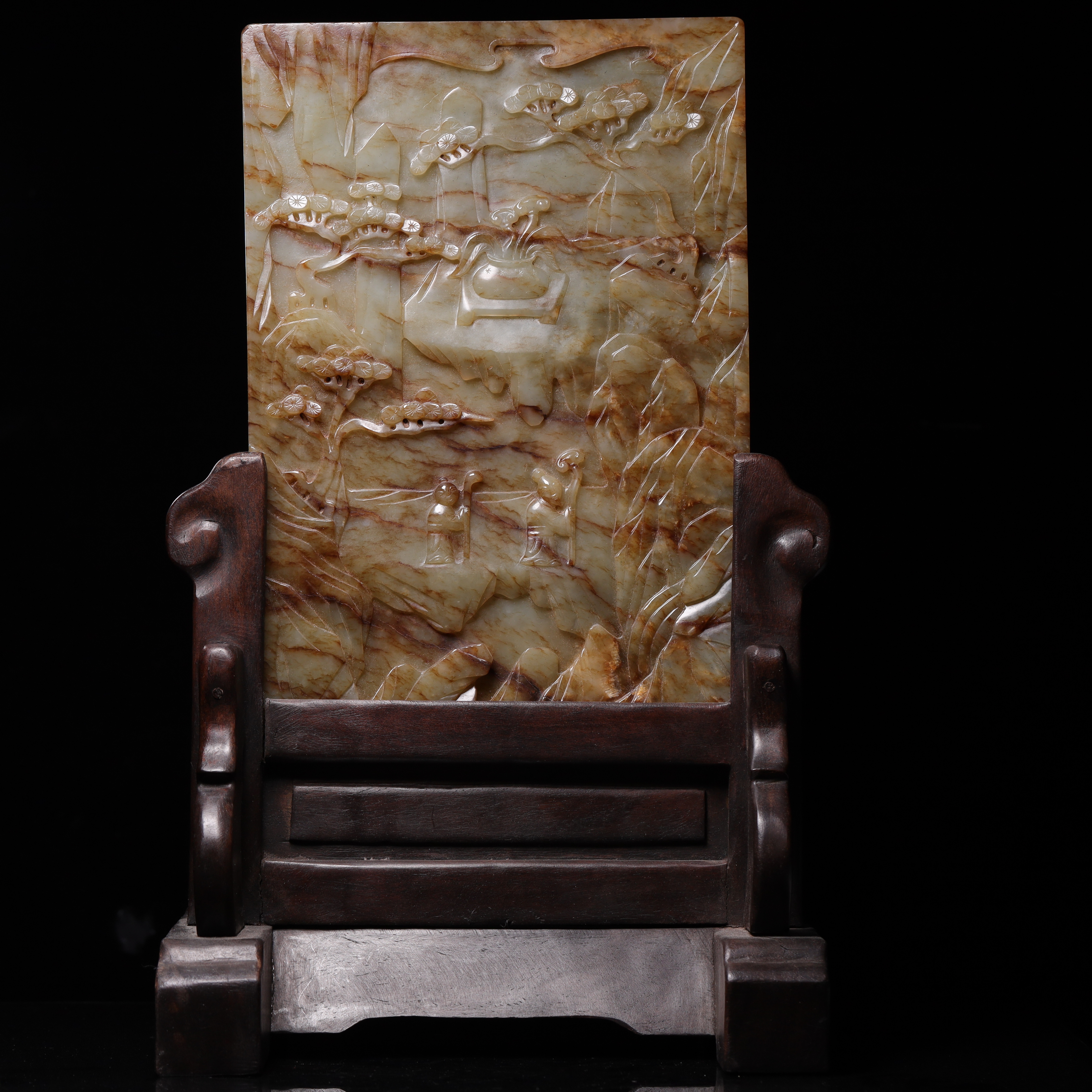 清代和田玉人物故事插屏