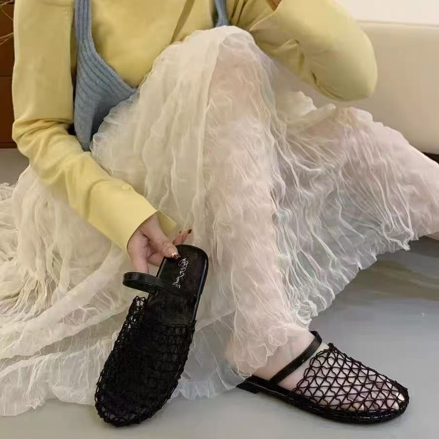 夏休闲款法式拖鞋女新款配裙子仙女风拖鞋9551