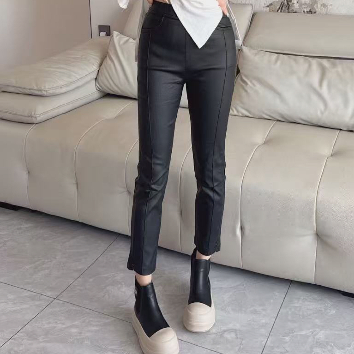 桐桐推荐 欧货女款显瘦涂层裤